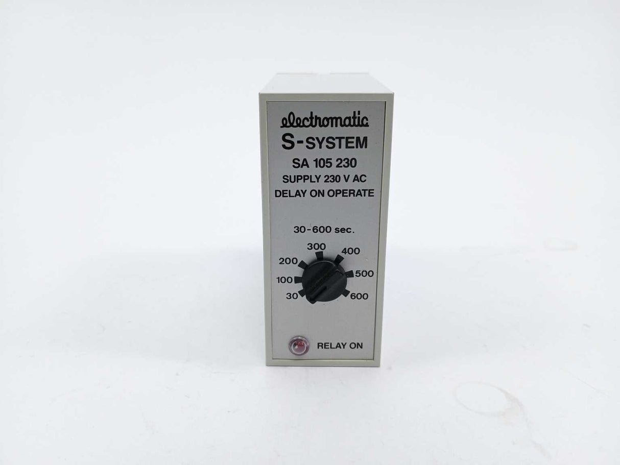 Electromatic SA 105 230 30-600 sec. 230 VAC Relay. Delay on Operate