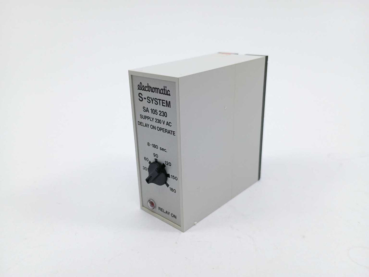 Electromatic SA 105 230 8-180 sec. 230 VAC Relay. Delay on Operate