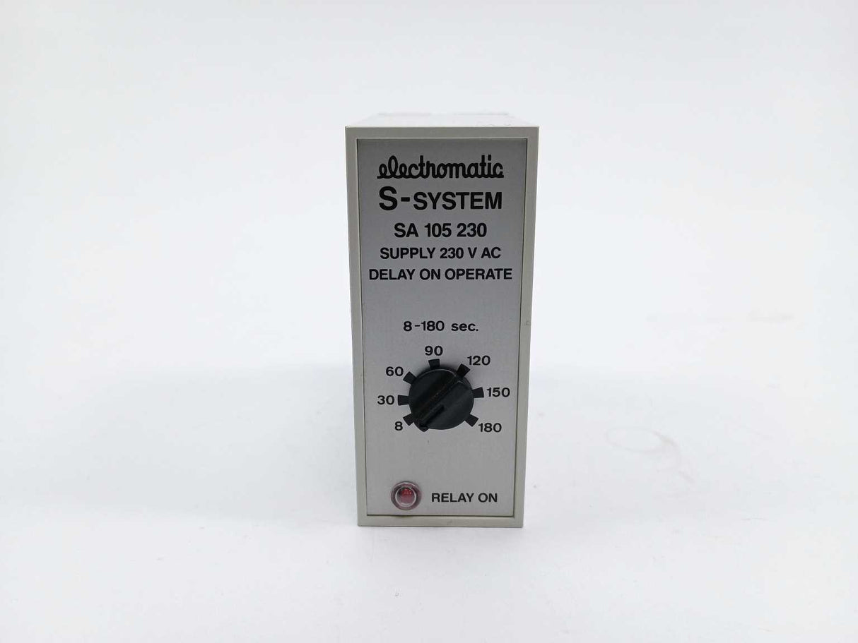 Electromatic SA 105 230 8-180 sec. 230 VAC Relay. Delay on Operate