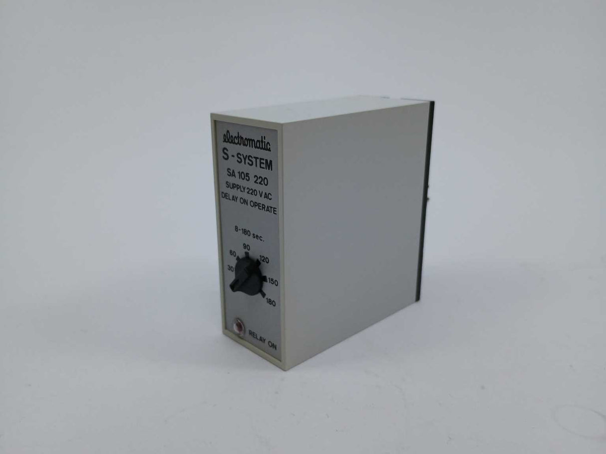 Electromatic SA 105 220 8-180 sec. 220 VAC Relay. Delay on Operate