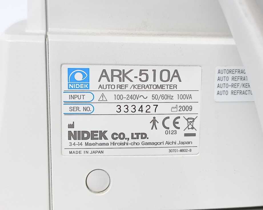 Nidek ARK-510A Autorefractor Keratometer Ophthalmology