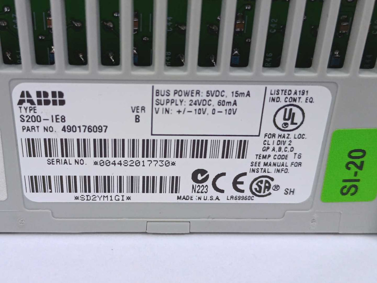 ABB 490176097 S200-IE8 Analog Input 8 Channel