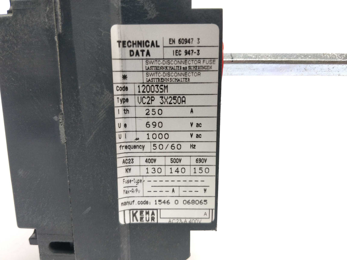Technoelectric 12003SM Disconnect Switch VC2P 3X250A