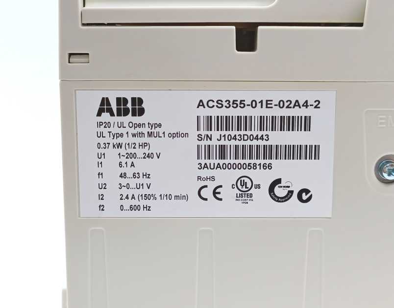 ABB 3AUA0000058166 ACS355-01E-02A4-2 Drive module Pn 0.37 kW, 2.4 A