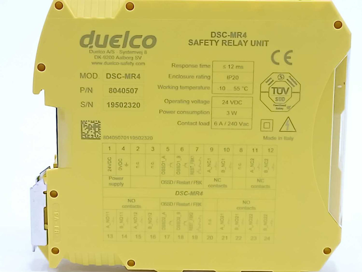 Duelco DSC-MR4 Safety Unit Relay 24VDC 3W P/N8040507