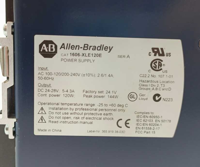 AB 1606-XLE120E Power Supply SER A 240V DC24-28V 120-144W