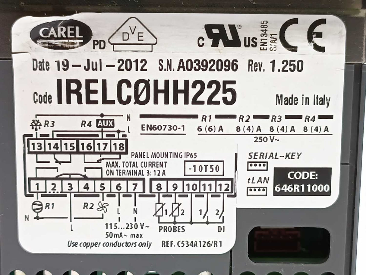 Carel IRELC0HH225 Temperature Controller
