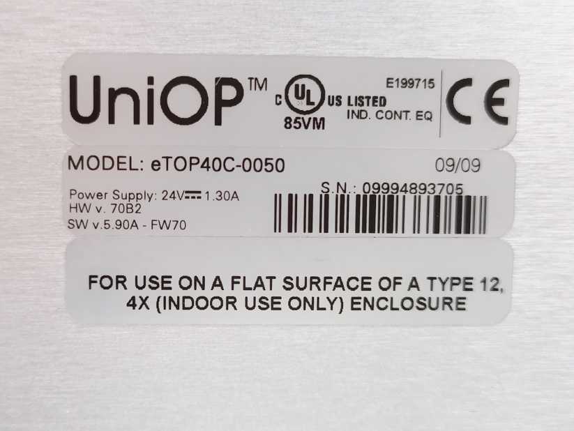 Uniop eTOP40C-0050 TFT Color Panel With Touchscreen