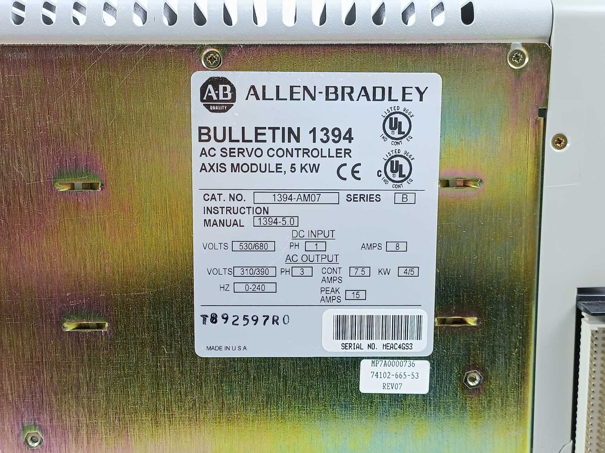 AB 1394-AM07 Ser.B, AC Servo Controller 5KW