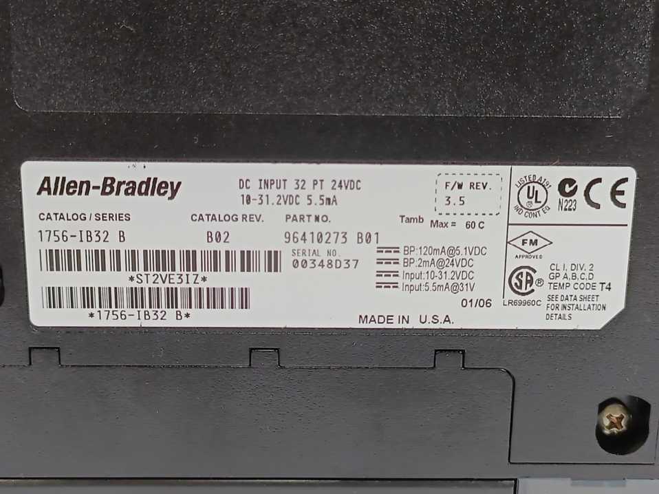 AB 1756-IB32 B DC Input 32 PT 24VDC