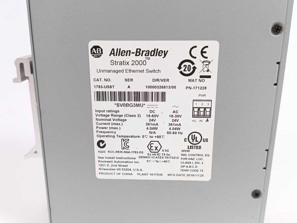 AB 1783-US8T Stratix 2000 Unmanaged Ethernet Switch Ser. A 171228