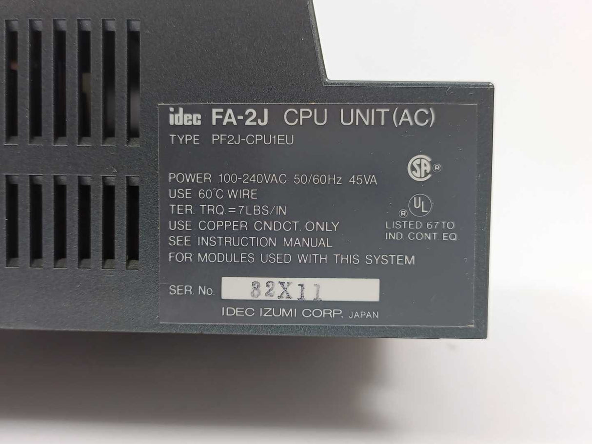 Idec Izumi PF2J-CPU1EU FA-2Junior CPU Unit (AC)