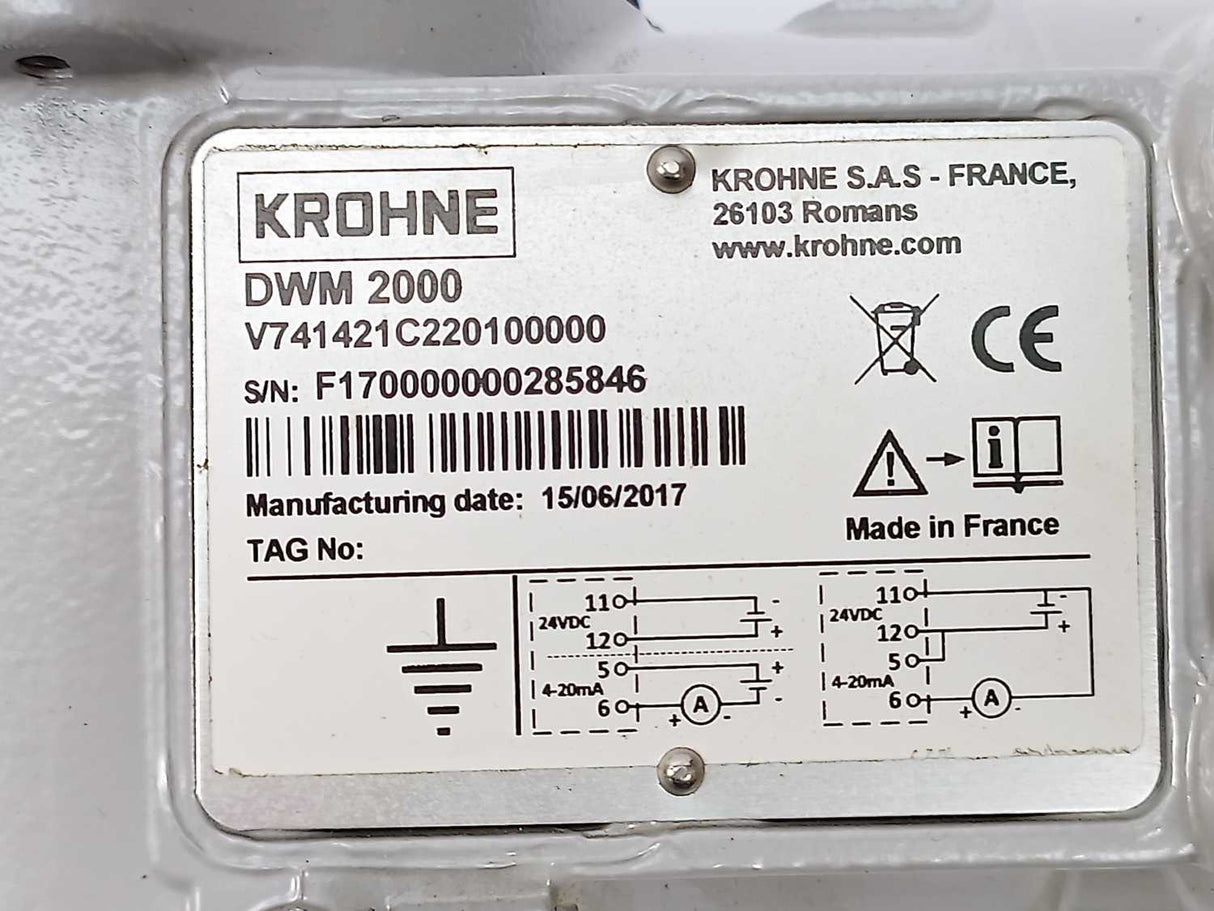 Krohne V741421C220100000 DWM 2000 Electromagnetic Flow Switch and Flow Meter