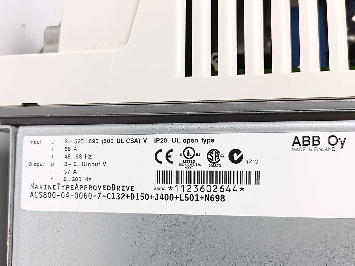 ABB ACS800-04-0060-7 +C132+D150+J400+L501+N698 Frequency Inverter w/ CDP-312R