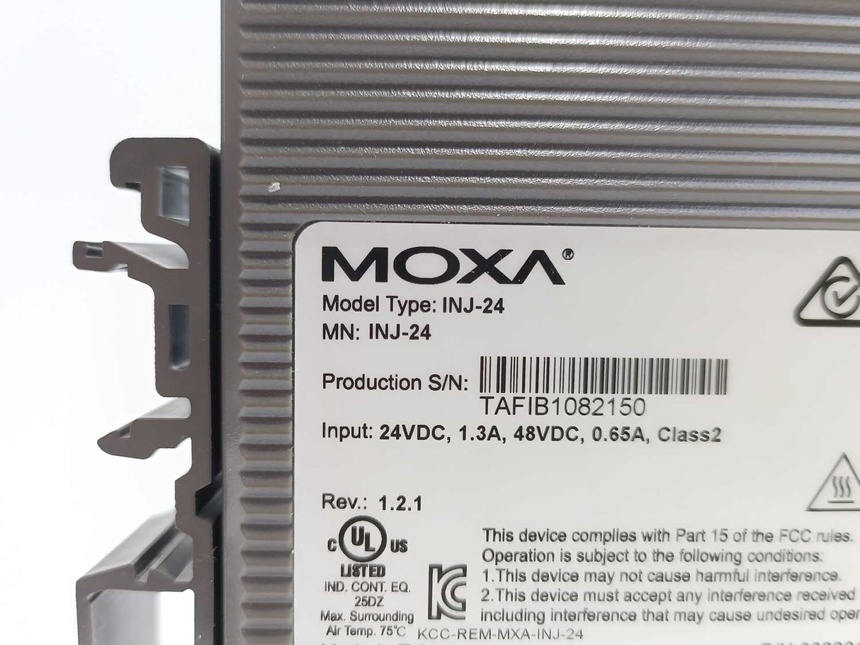 Moxa INJ-24 Injector, 24VDC, 1.3A, 48VDC, 0.65A