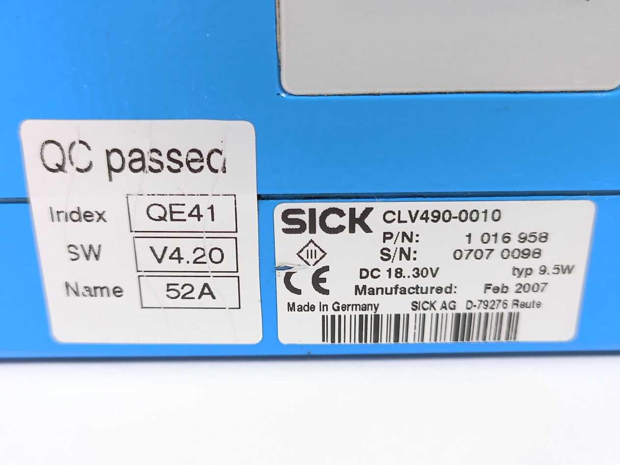 SICK 1016958 Line Bar Code Scanner CLV490-0010