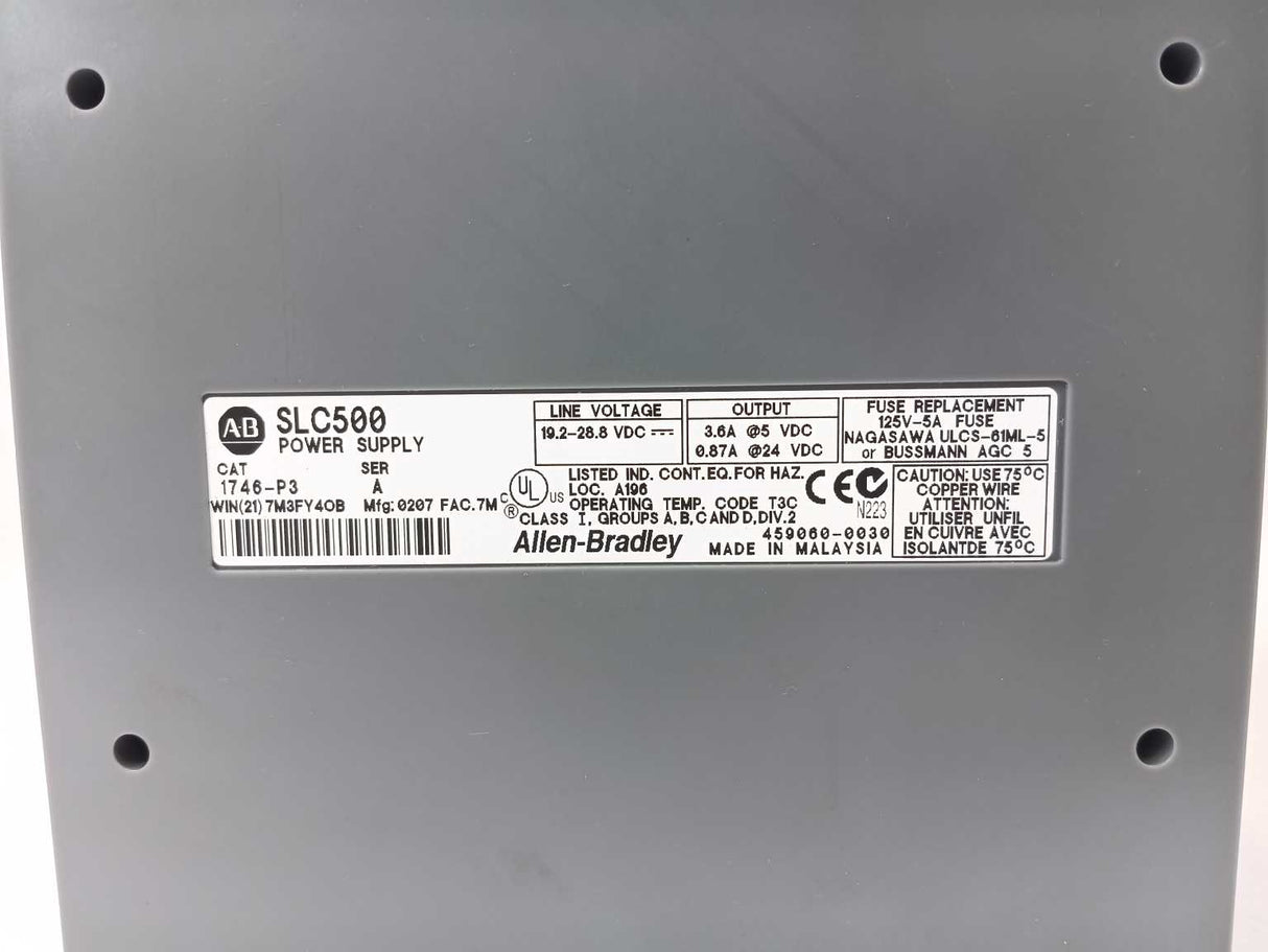 AB 1746-P3 Ser.A, SLC 500 Power Supply