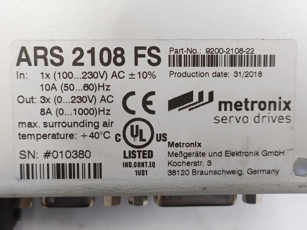 Metronix ARS 2108 FS STO Servo Positioning Controller