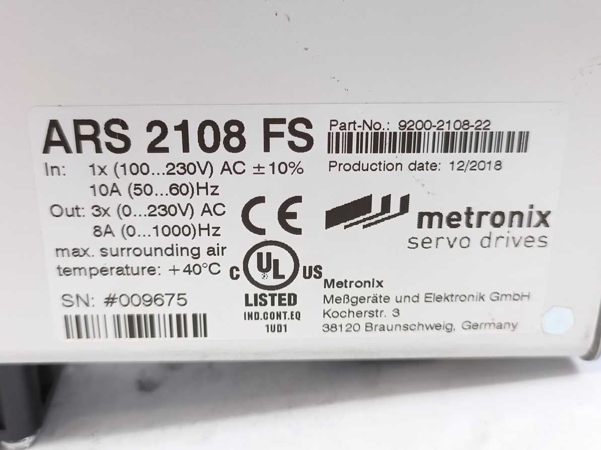 Metronix ARS 2108 FS STO Servo Positioning Controller