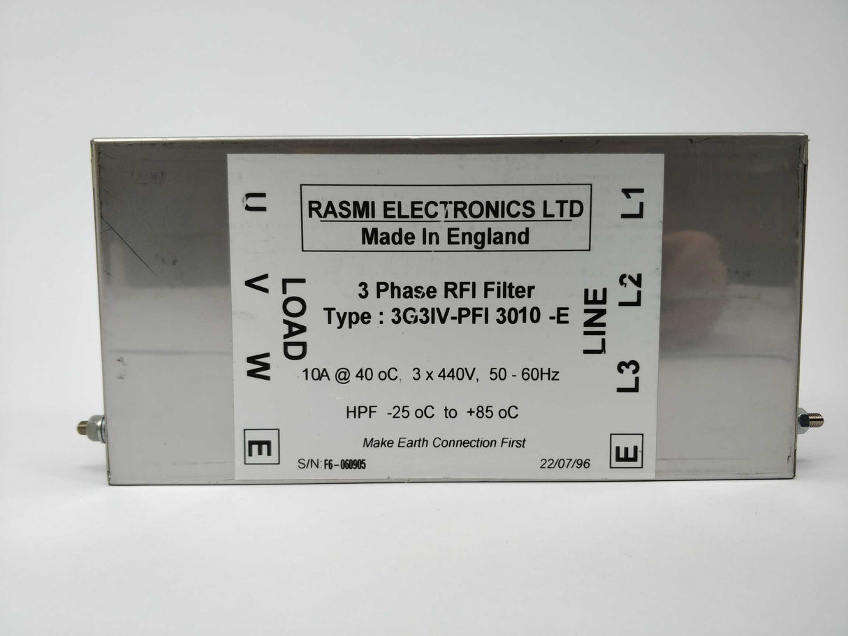 RASMI ELECTRONICS LTD 3G3IV-PFI-3010 3 Phase RFI Filter