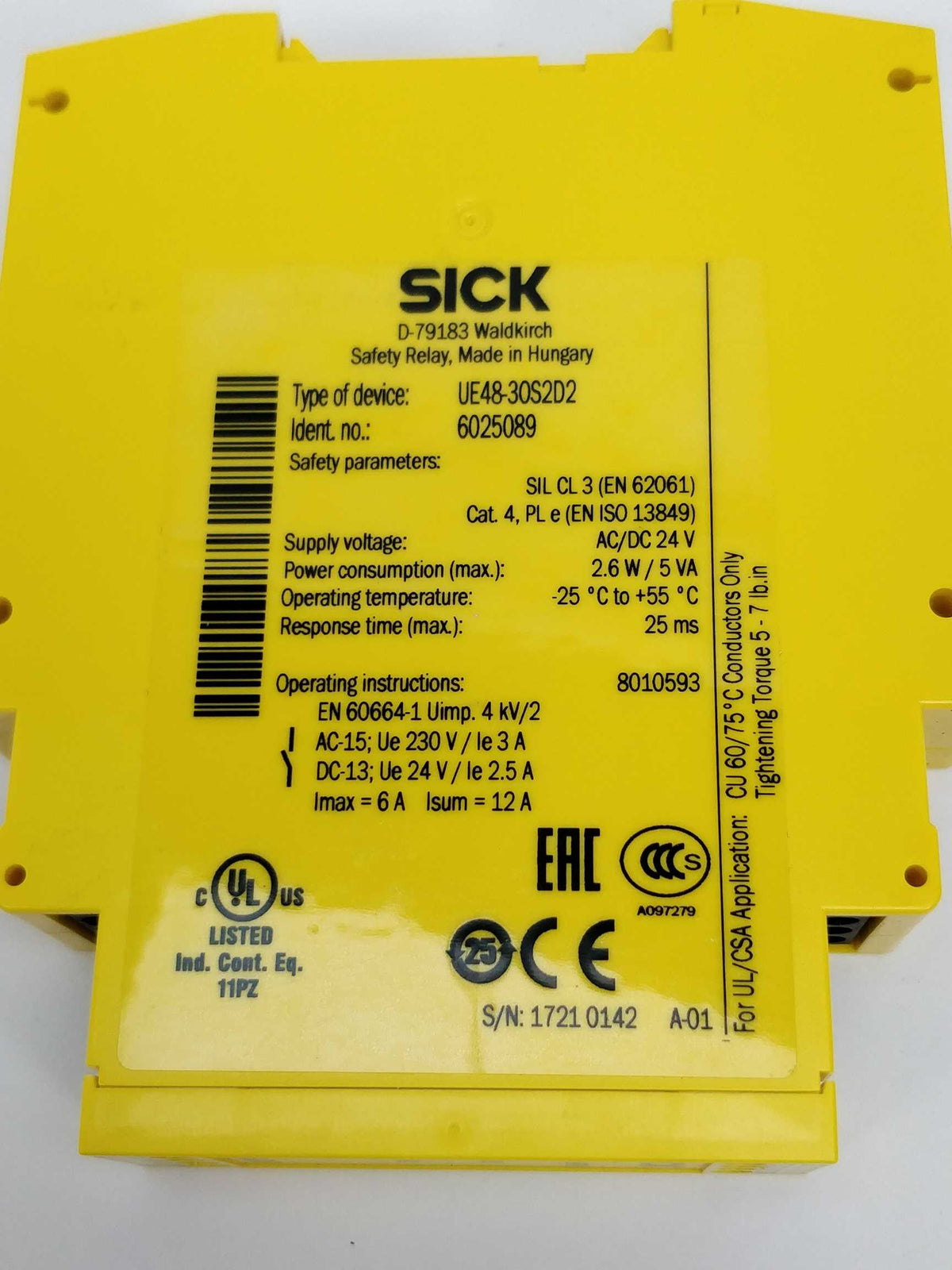 SICK 6025089 UE48-30S2D2 Safety relay