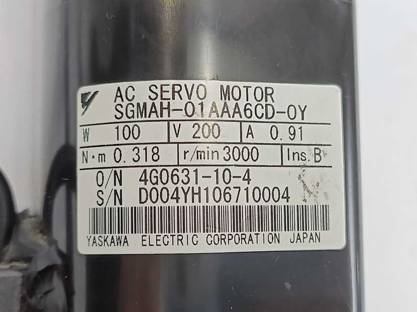 YASKAWA SGMAH-01AAA6CD-0Y 100W 200V Servo Motor