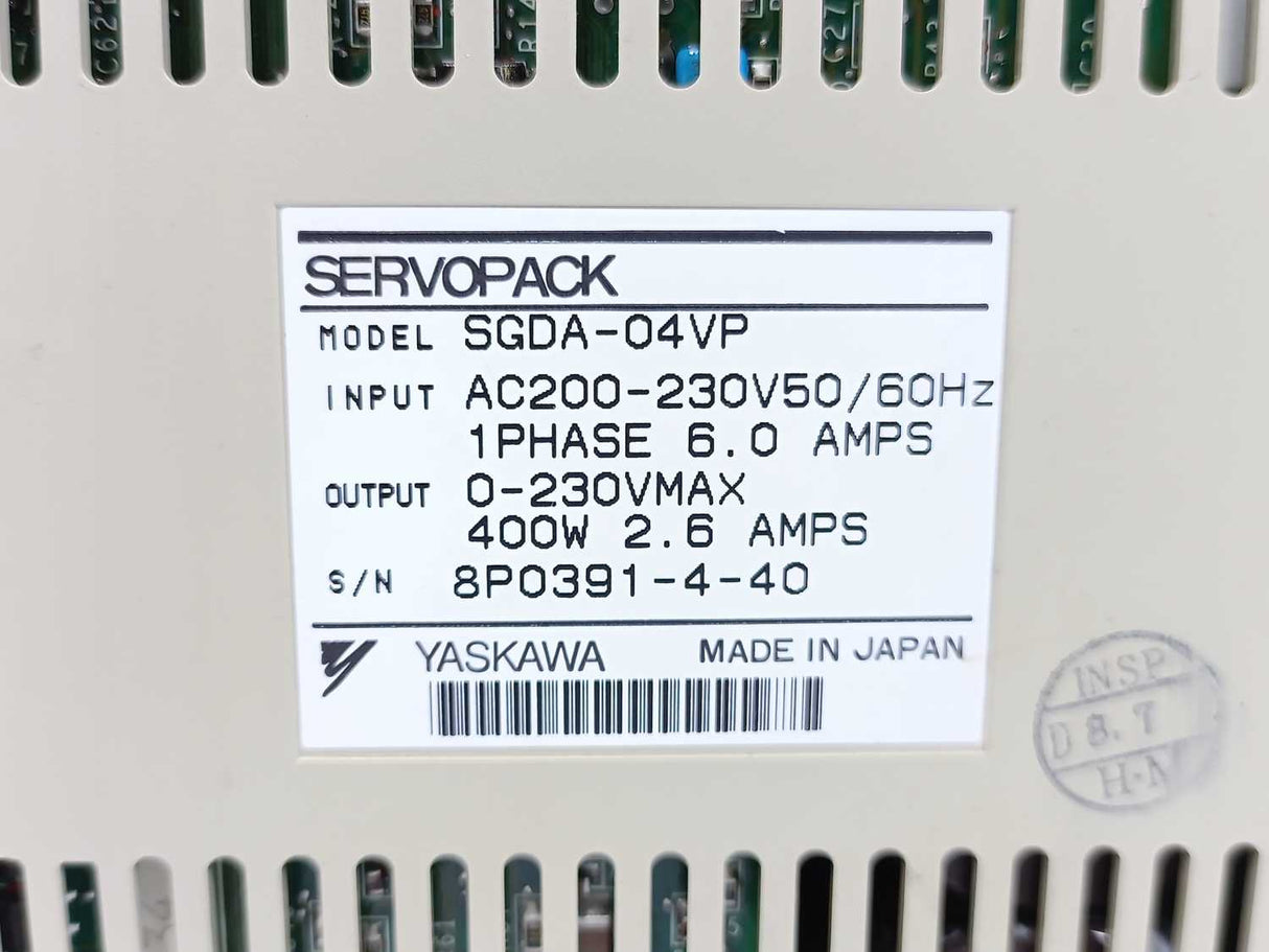 YASKAWA SGDA-04VP 0-230V 400W 2.6A SERVOPACK Servo Drive