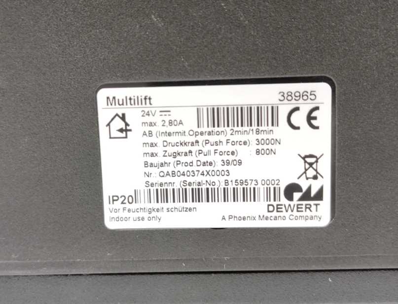 Dewert 38965 Multilift Push 3000 N Pull 800 N