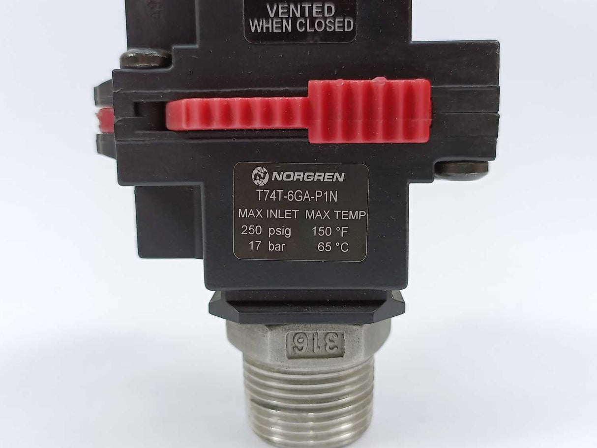 NORGREN T74T-6GA-P1N Shut-off Valve 250psig 17 bar