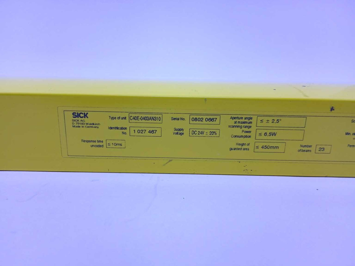 SICK 1027466 C40S-0403AA310 & 1027467 C40E-0403AN310 Sender & Receiver