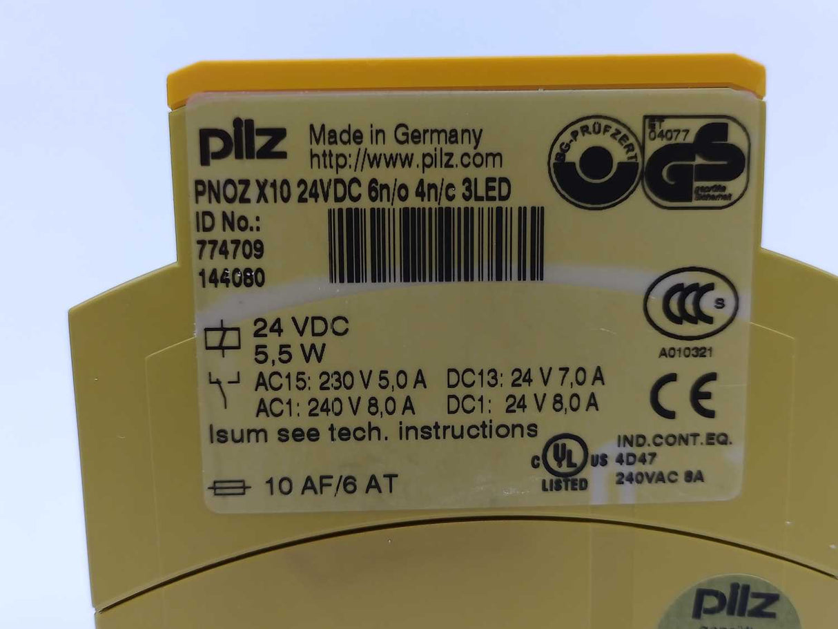 Pilz 774709 PNOZ X10 24VDC 6n/o 4n/c 3LED