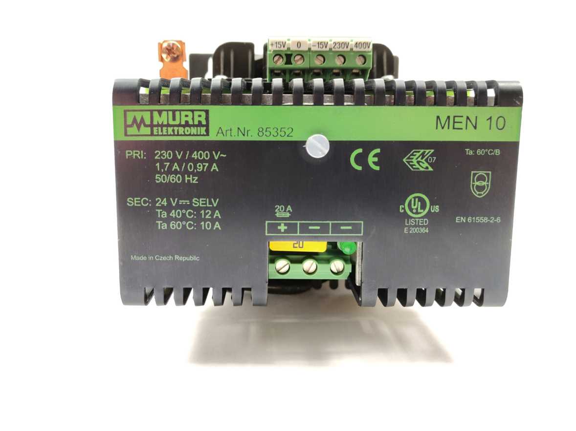 MURR Elektronik 85352 MEN 10 POWER SUPPLY 1/2-PHASE, SMOOTHED