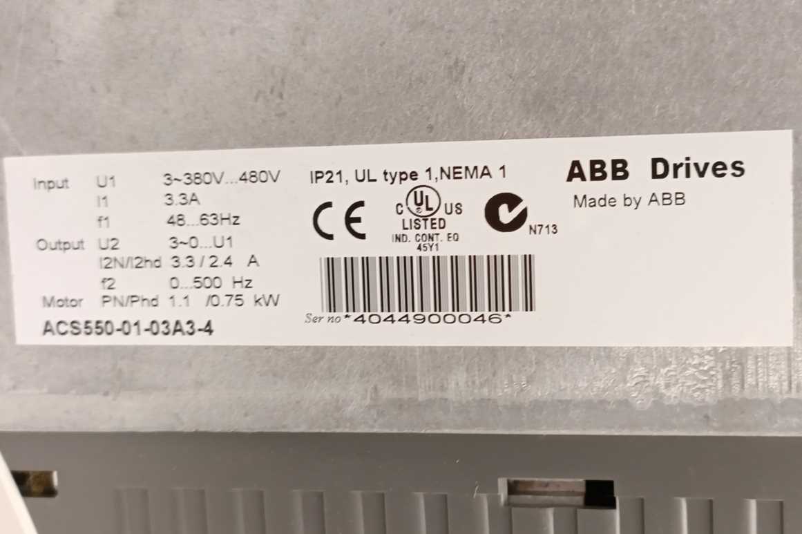 ABB 3AUA0000003385-D ACS550-01-03A3-4 W. ABB OY,ACS-CP-A