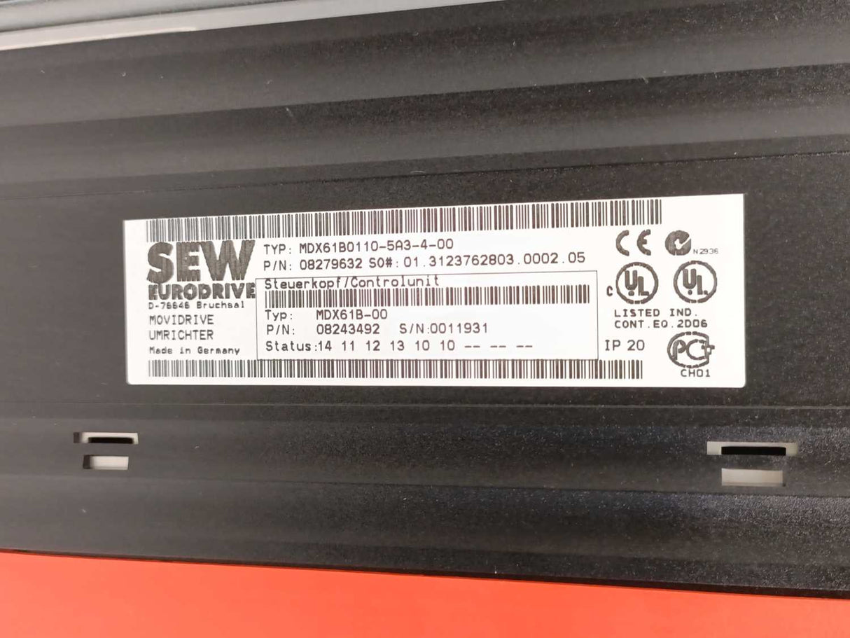 SEW-EURODRIVE  MDX61B0110-5A3-4-00 08279632 Movidrive w/ MDX61B-00 Control Unit
