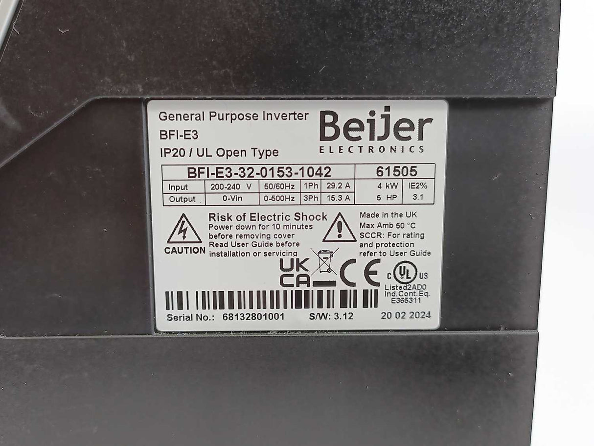 Beijer 61505 BFI-E3-32-0153-1042 General Purpose Inverter 200-240V