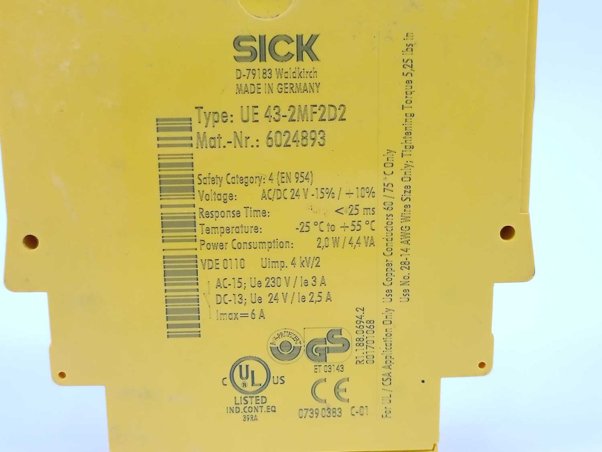 SICK 6024893 Safety Relay, Type: UE43-2MF2D2