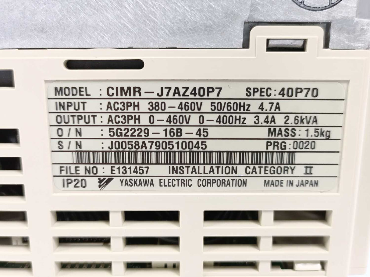 OMRON / YASKAWA CIMR-J7AZ40P7 VS Mini J7 Frequency Inverter 400V 3Phase 1.1kW