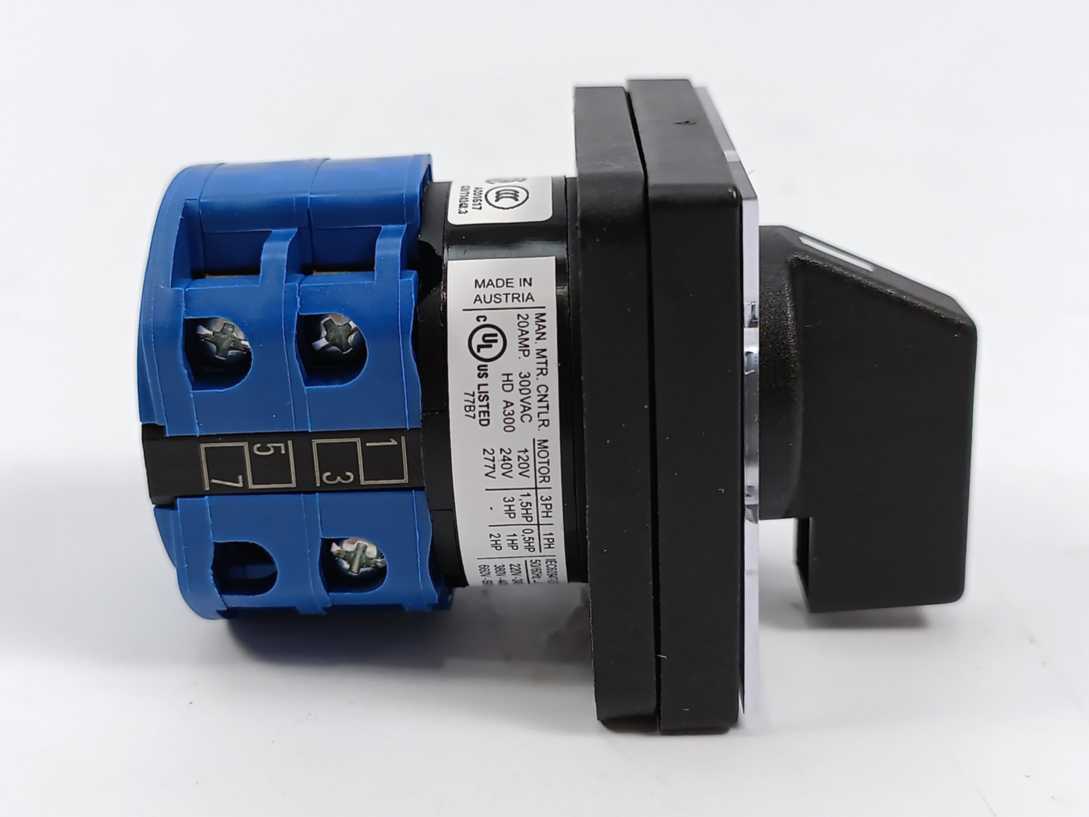 KRAUS & NAIMER CA10.A202.E 20A 3‑Pole On/Off Cam Switch, Front‑Mounted, 48×48 mm