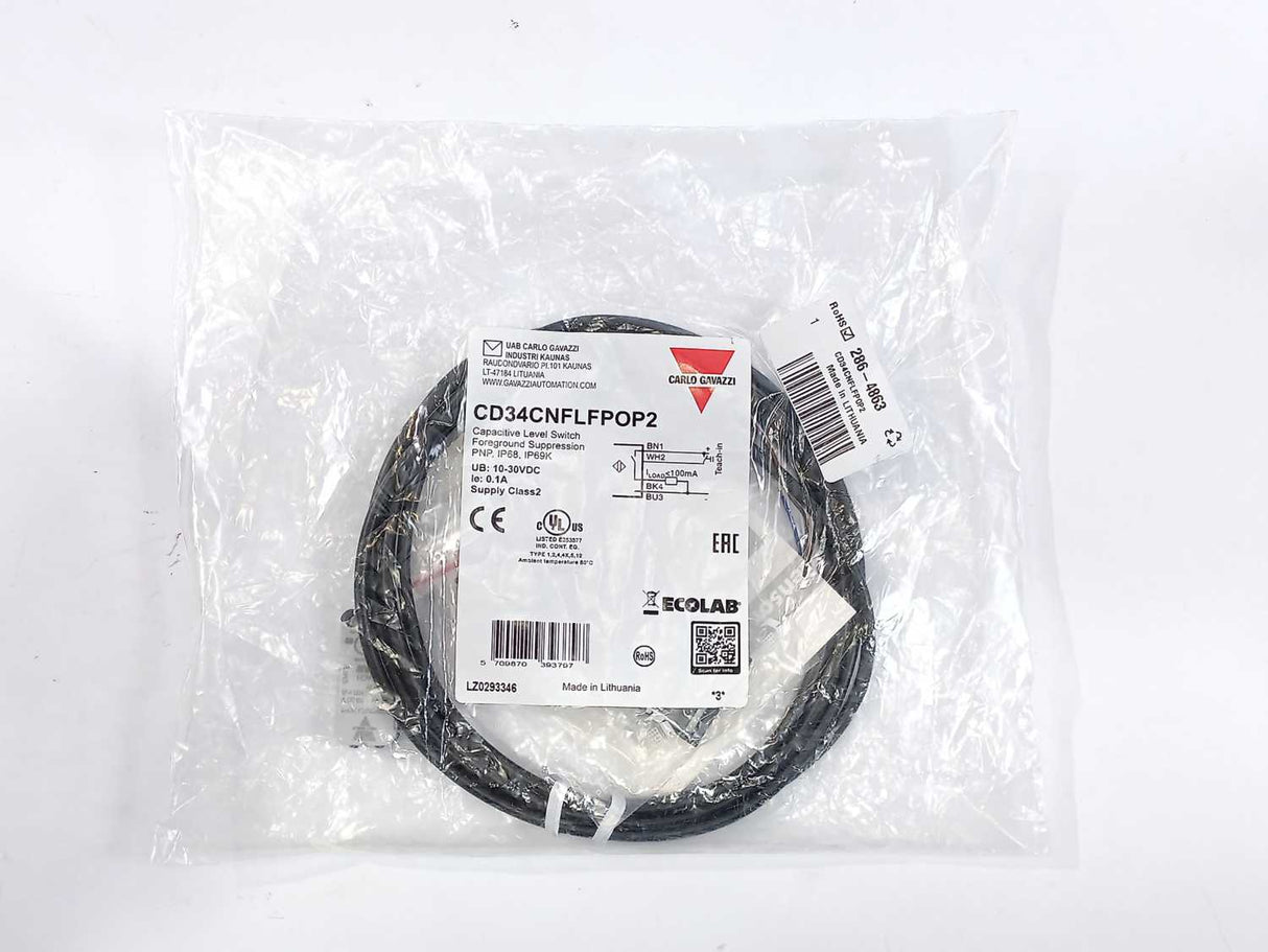 Carlo Gavazzi CD34CNFLFPOP2 Capacitive Level Switch 10-30VDC