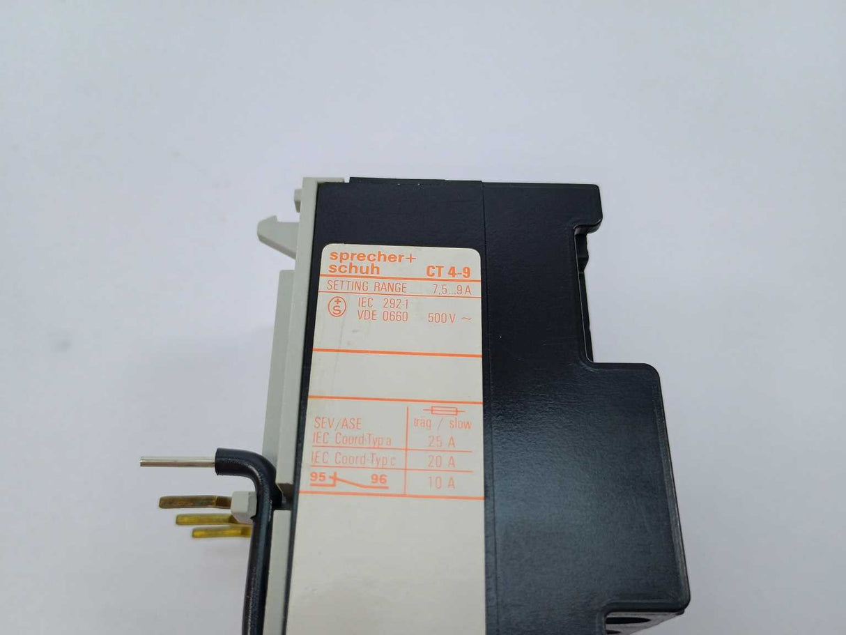 Sprecher+Schuh CT4-9 Thermal Overload Relay 7.5-9A 10 Pcs.