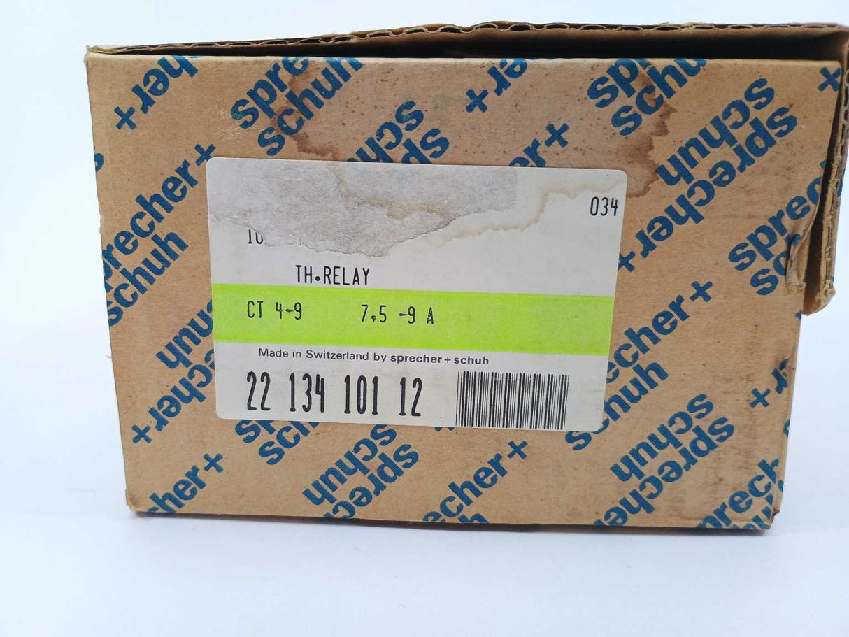 Sprecher+Schuh CT4-9 Thermal Overload Relay 7.5-9A 10 Pcs.