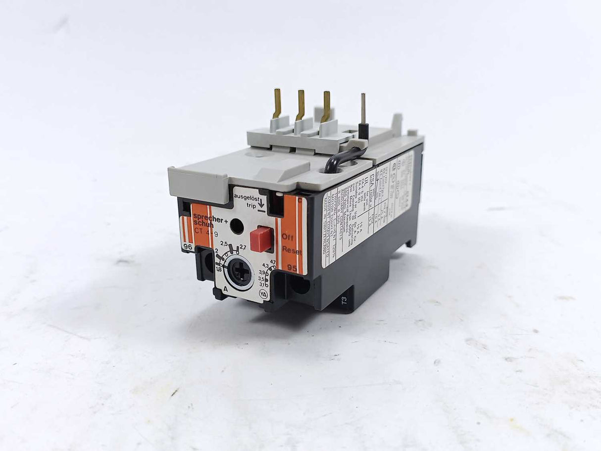 Sprecher+Schuh CT4-9 Thermal Overload Relay 1.8-2.7A. 6 Pcs.