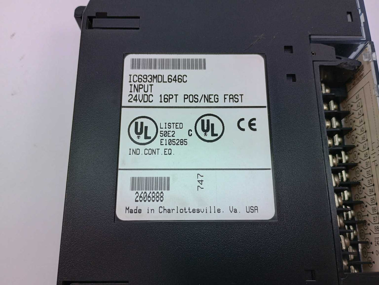 GE Fanuc IC693MDL646C INPUT 24VDC 16PT POS/NEG FAST