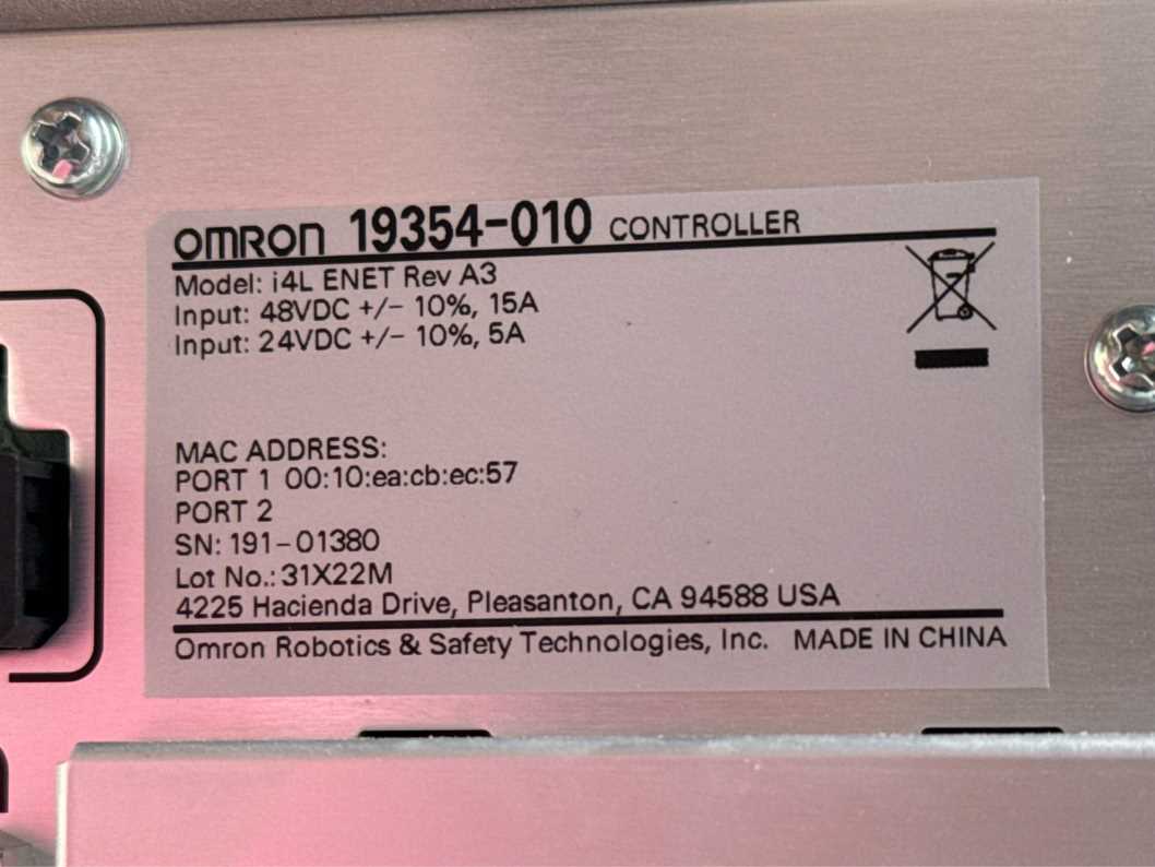 OMRON RS4-2053102 i4-350L Scara w/ 19354-010 Controller & front panel Kit