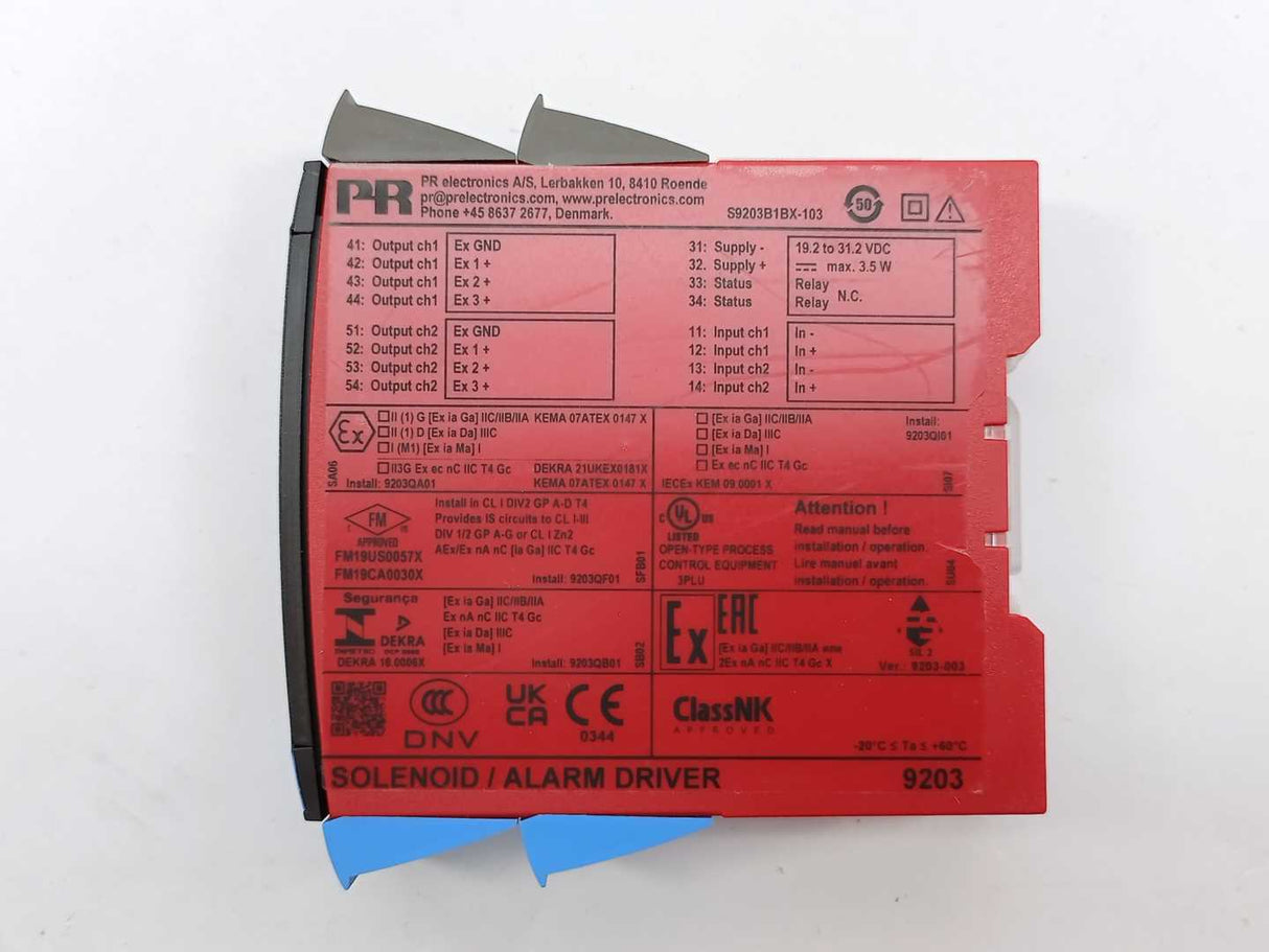 PR Electronics 9203B1B Ex Certified Solenoid / Alarm Driver