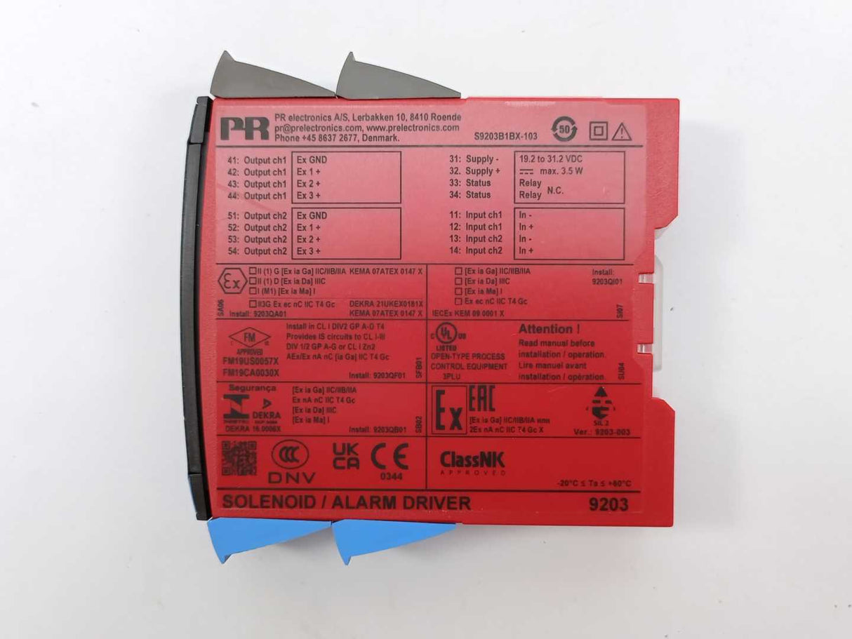 PR Electronics 9203B1B Ex Certified Solenoid / Alarm Driver