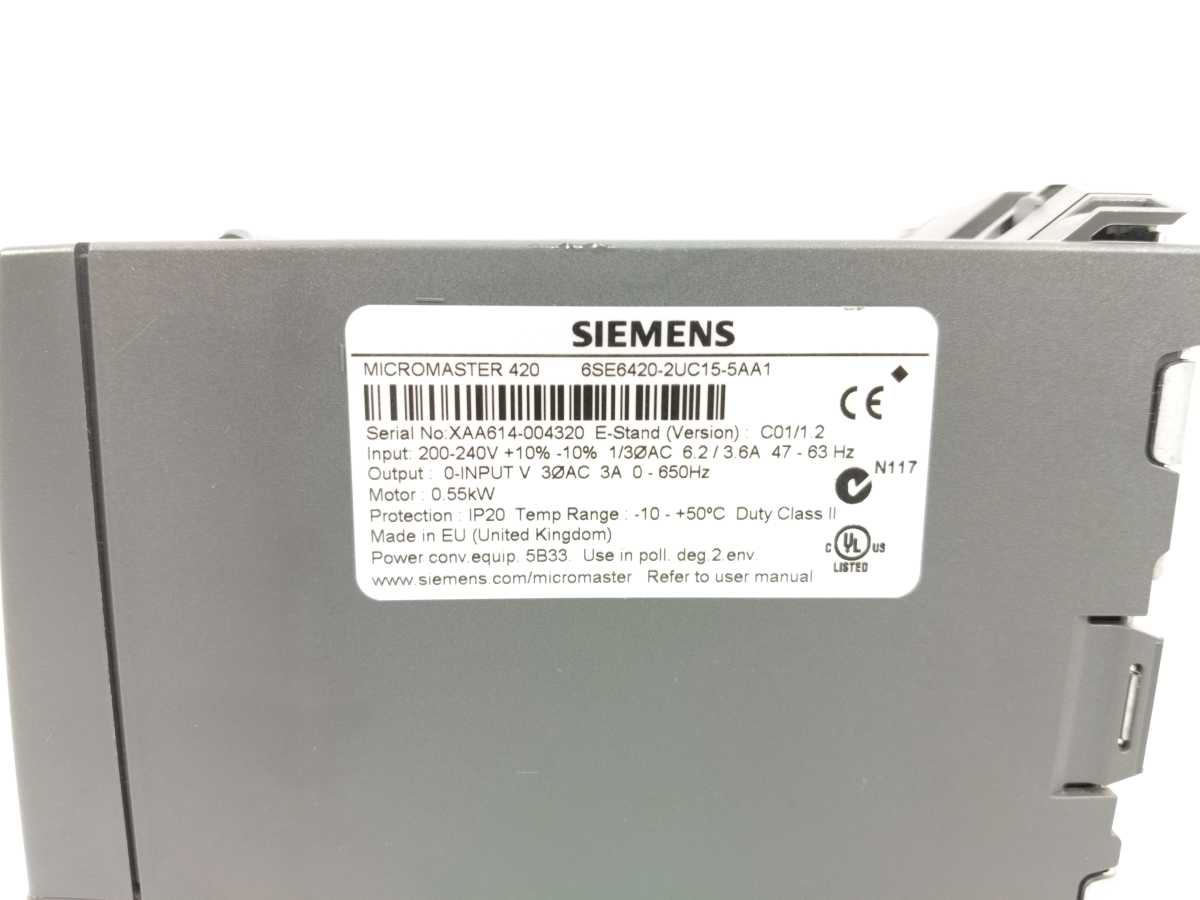 Siemens 6SE6420-2UC15-5AA1 Micromaster 420