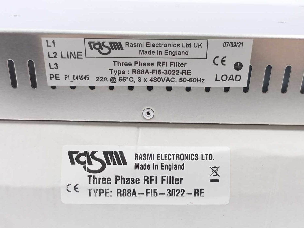 Rasmi Elcetronics R88A-FI5-3022-RE Three Phase RFI Filter