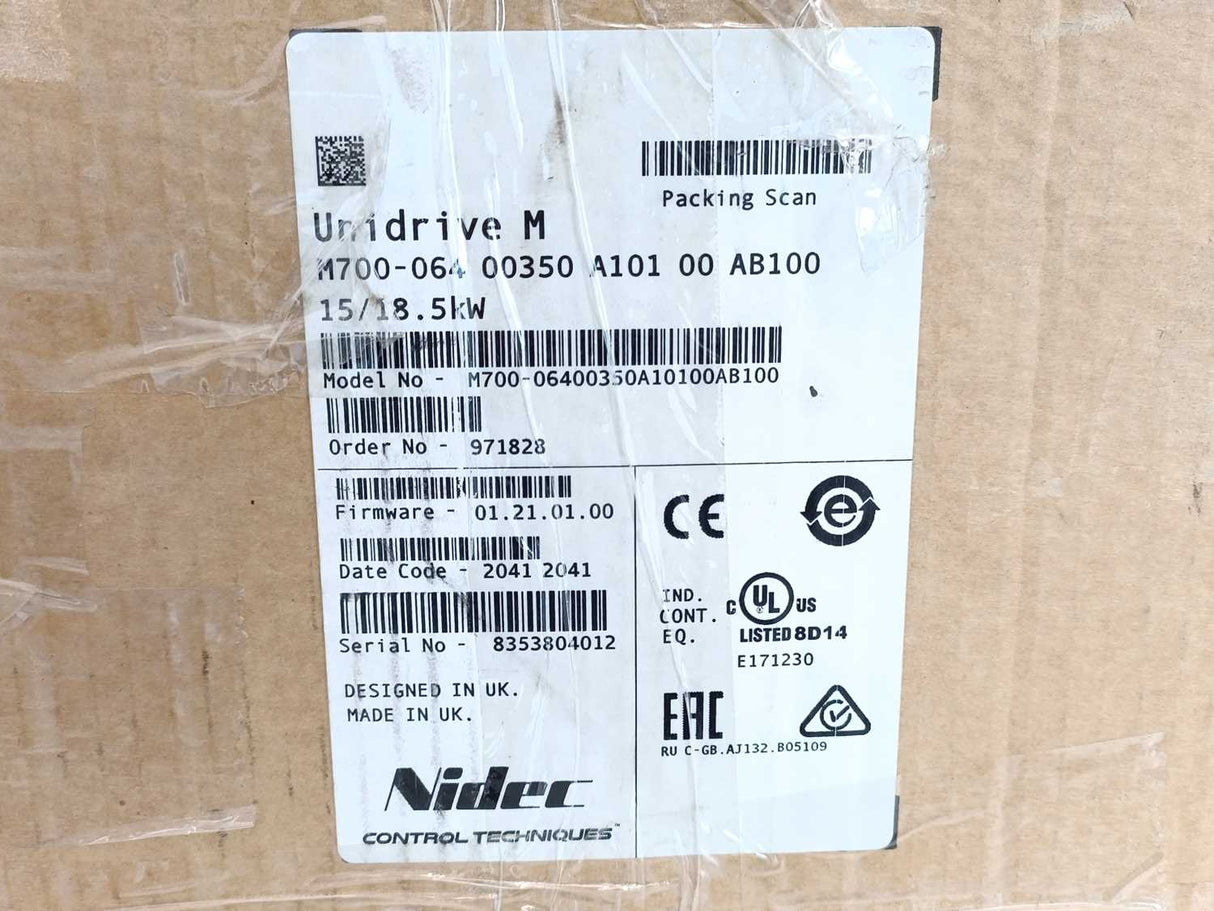 NIDEC / Control Techniques M700-06400350A Unidrive M Inverter Drive 15/18,5kW