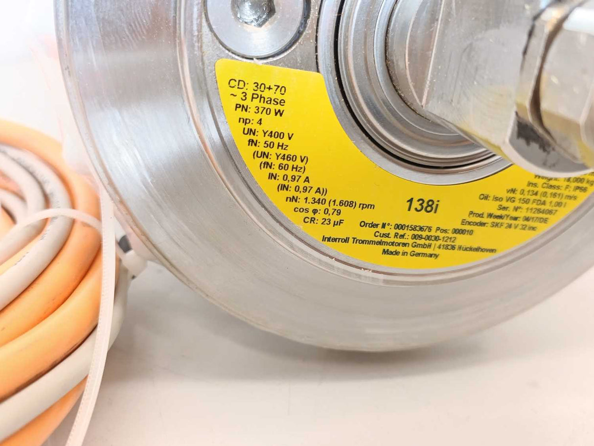 Interroll 138i Drum Motor 3 Phase - Ø 138,5mm SL 400mm PN: 370W